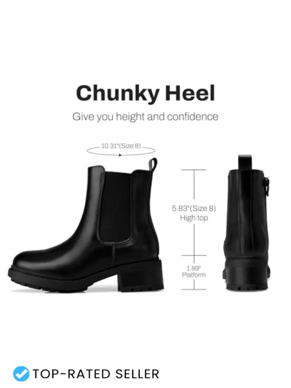 Women's Chelsea Boots Ankle Slip On Chunky Heel Platform Booties Side Zipper